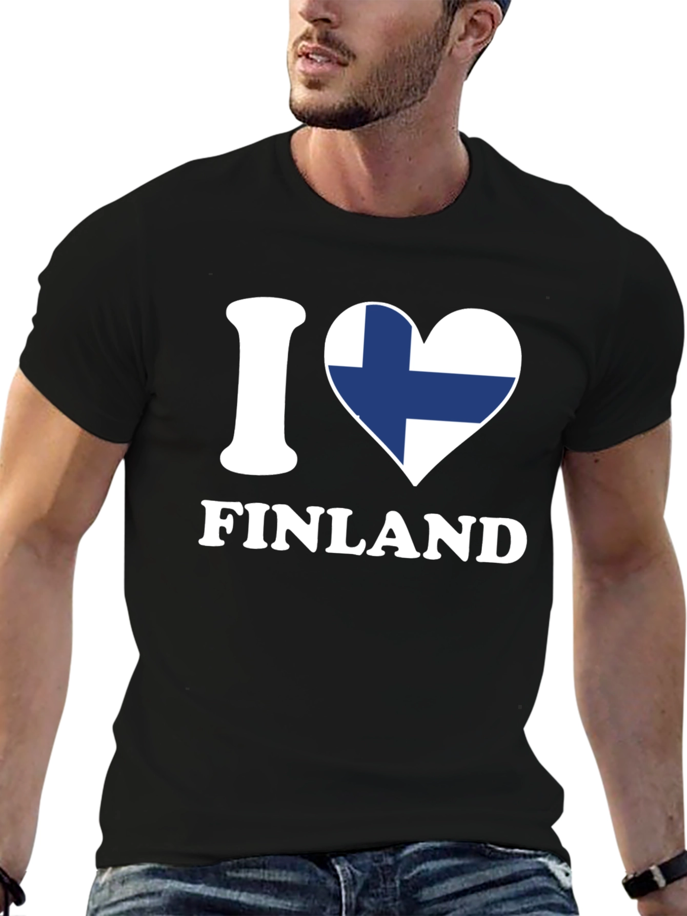 I Love Finland T-Shirt - Finnish Flag Heart Design