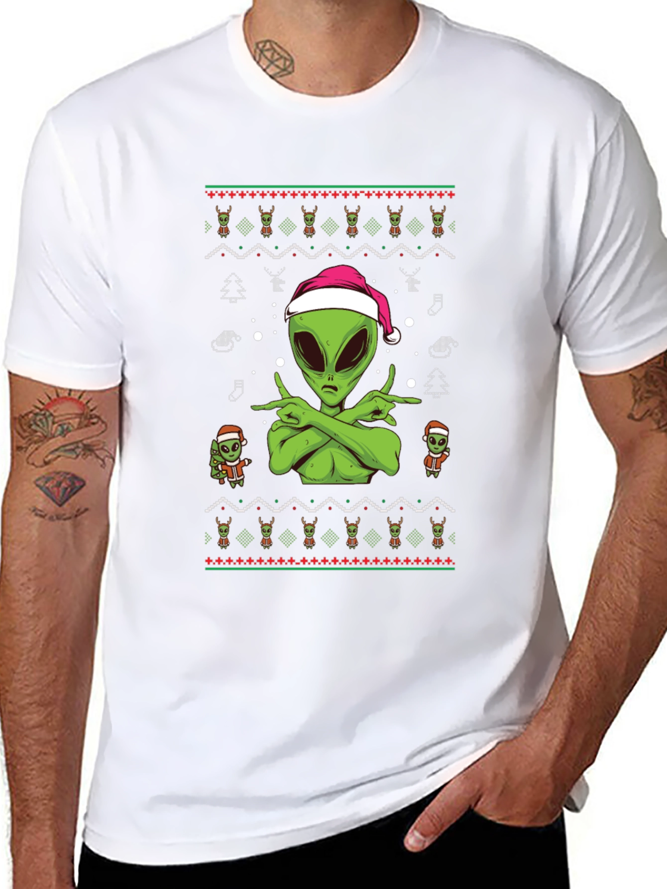 Alien Christmas Ugly Sweater Tee