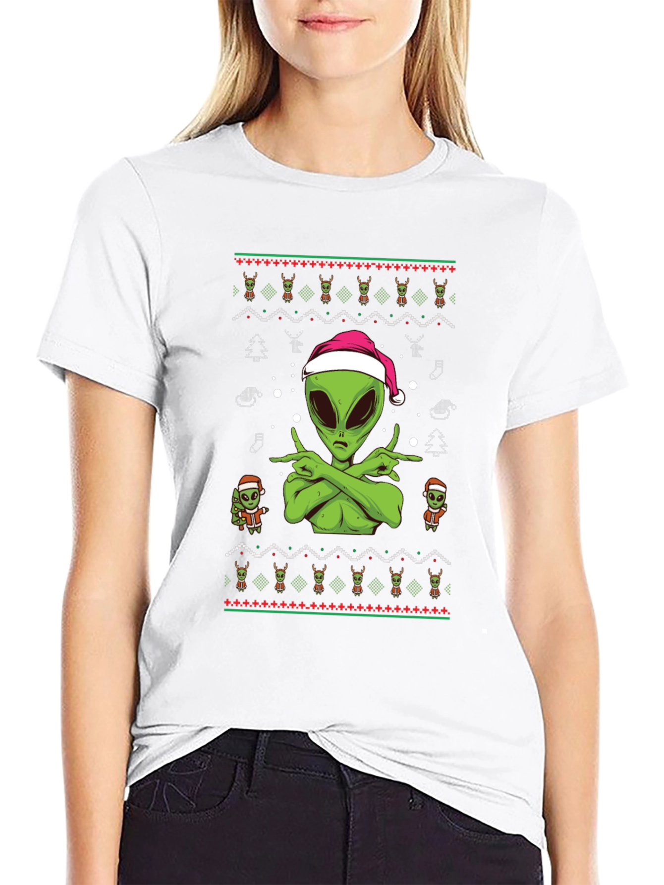 Alien Christmas Ugly Sweater Tee