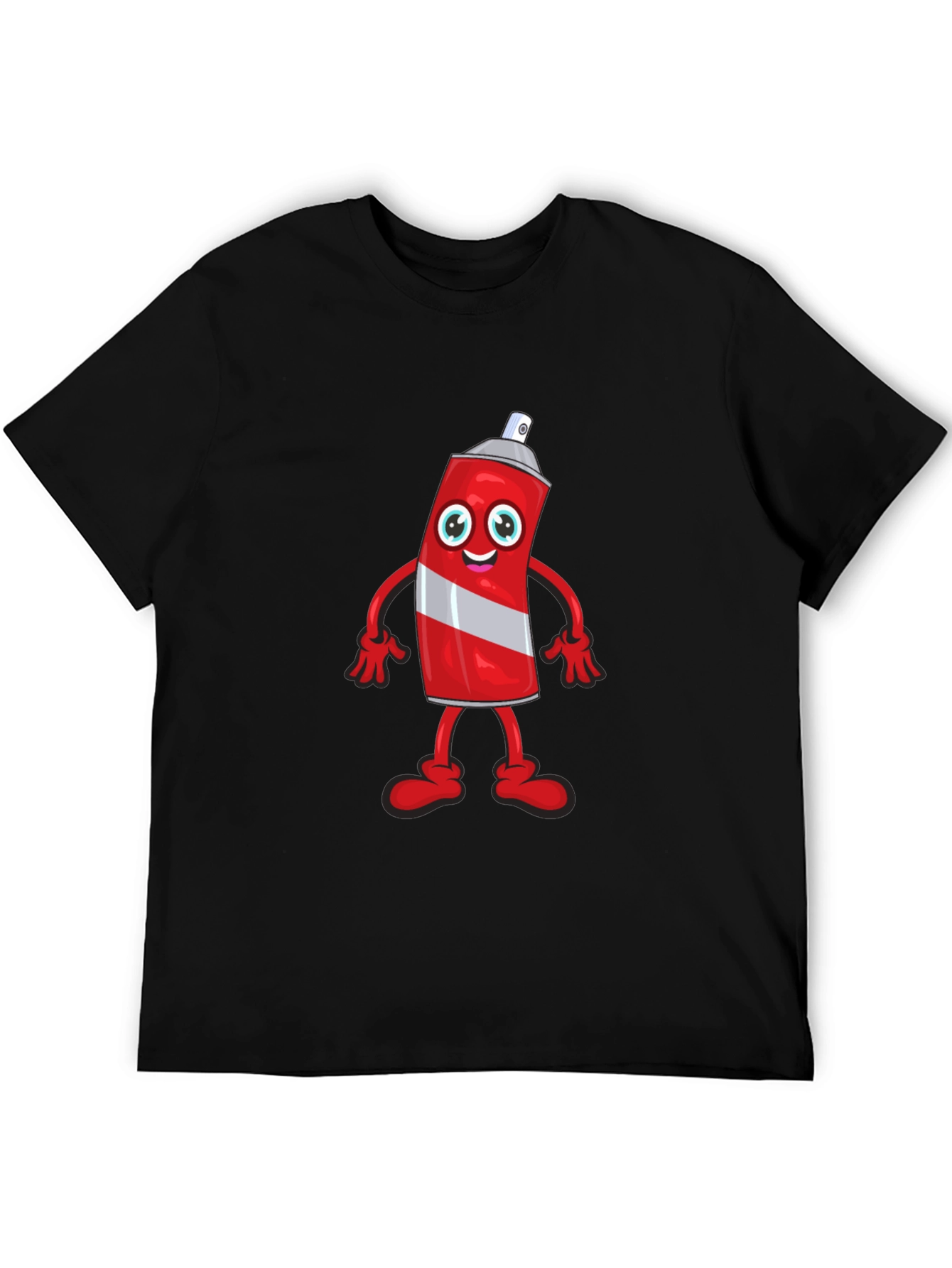 Cartoon Spray Paint Can Black T-Shirt