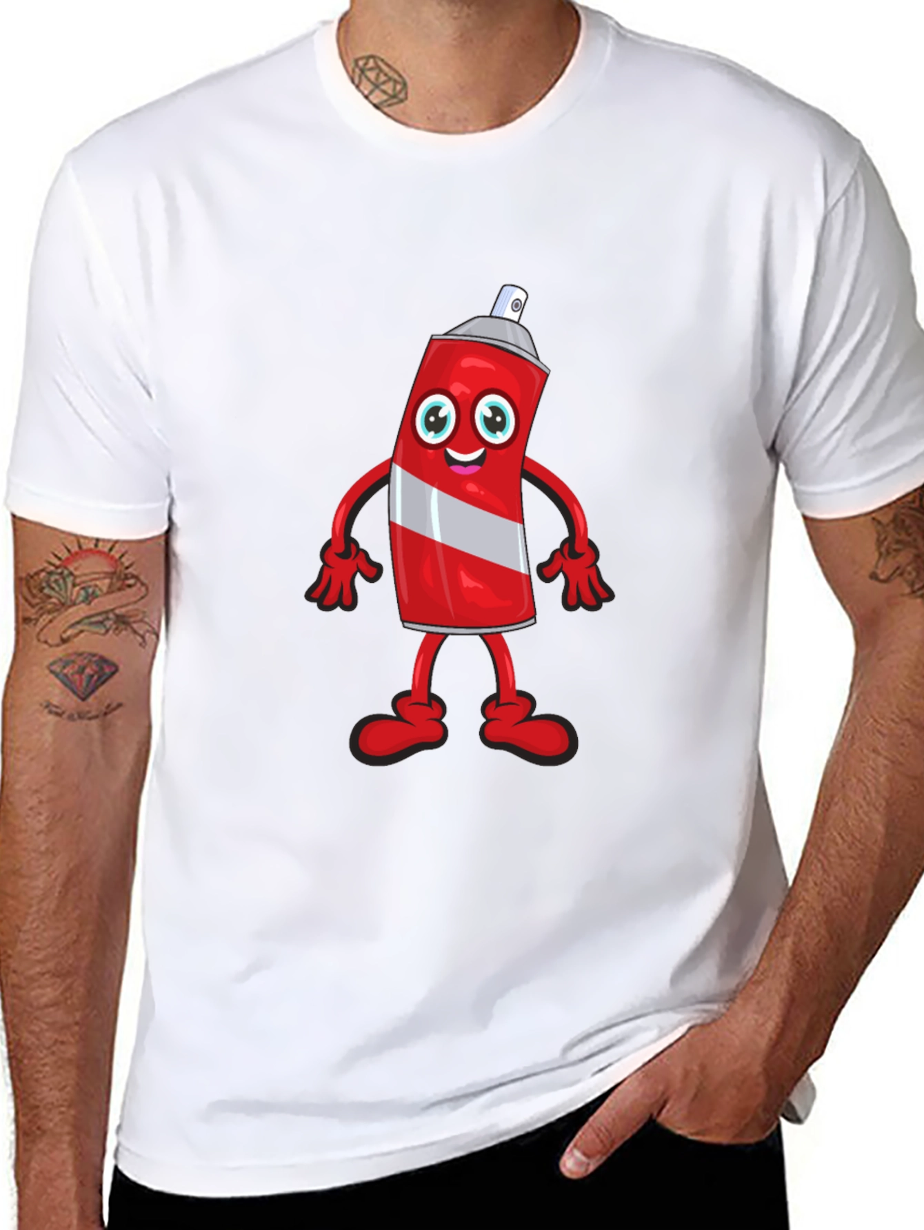 Cartoon Spray Paint Can Black T-Shirt