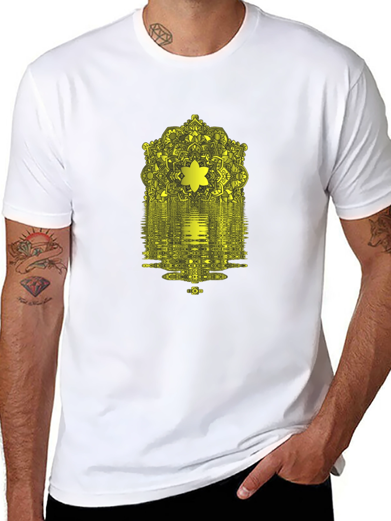 Abstract Geometric Print Black T-Shirt