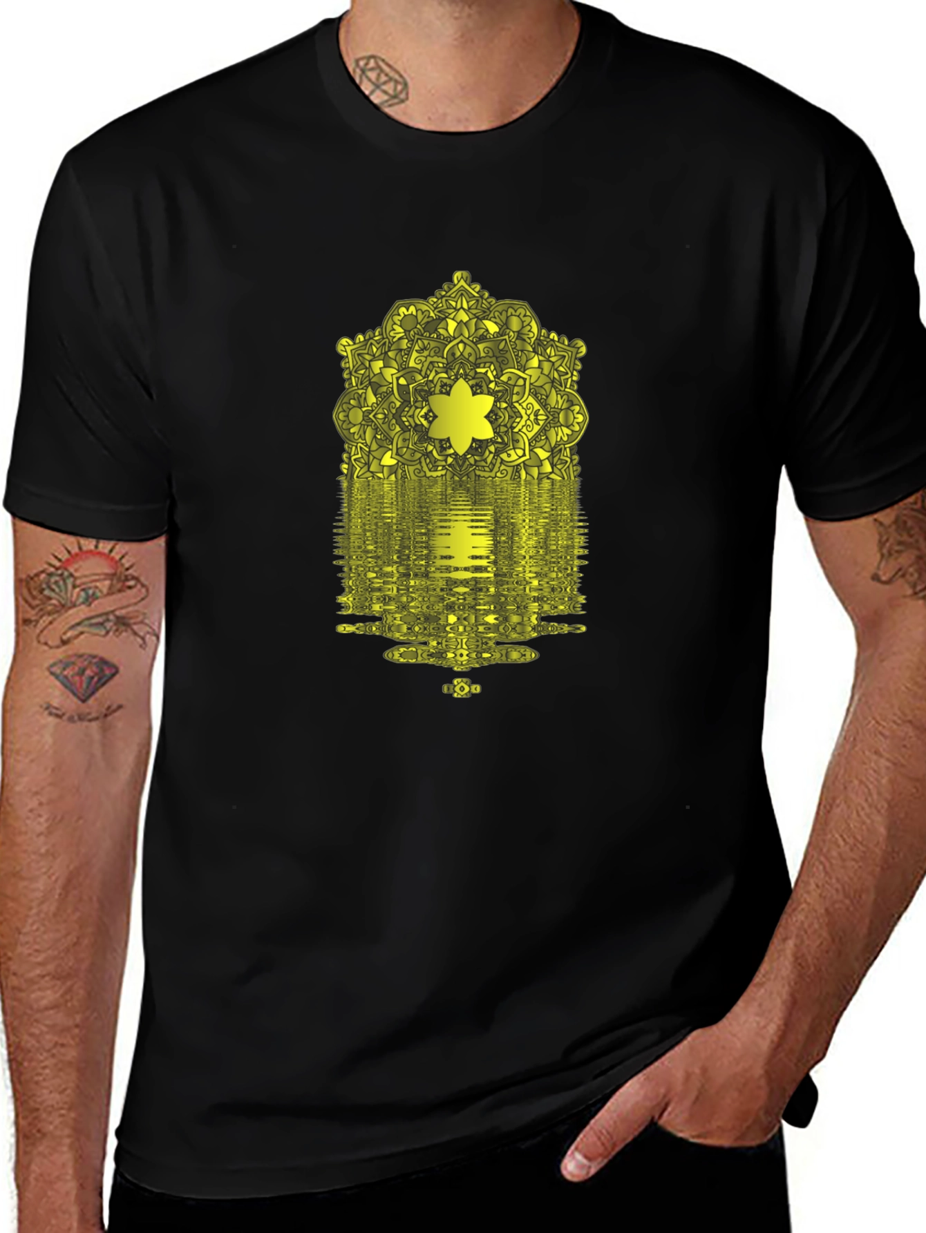 Abstract Geometric Print Black T-Shirt