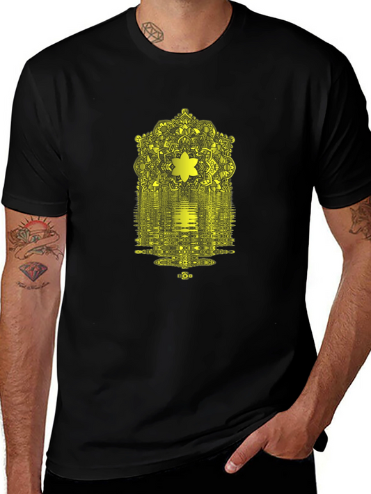 Abstract Geometric Print Black T-Shirt