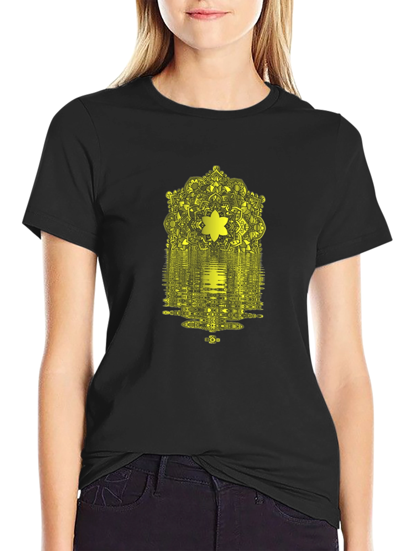 Abstract Geometric Print Black T-Shirt