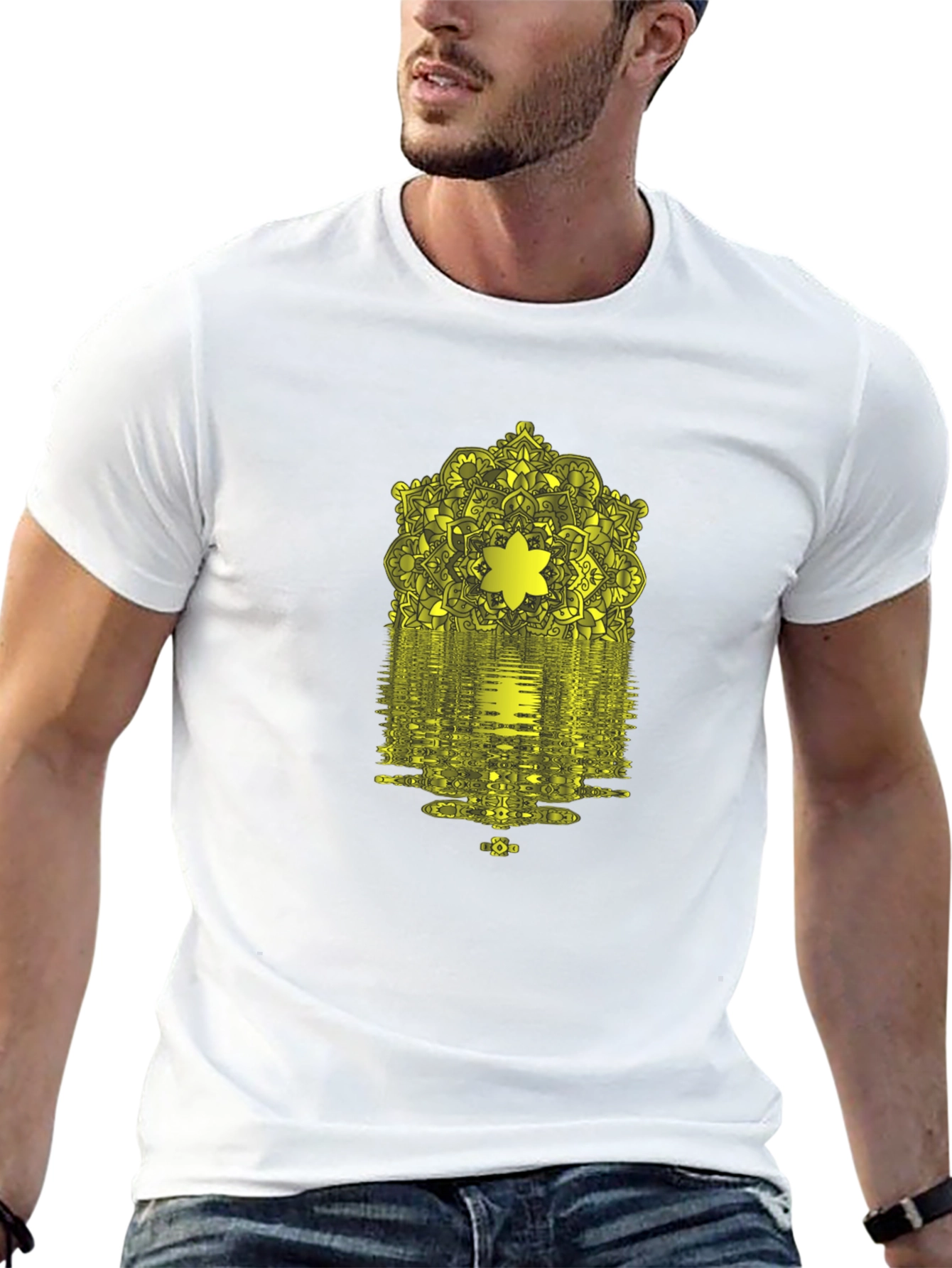 Abstract Geometric Print Black T-Shirt