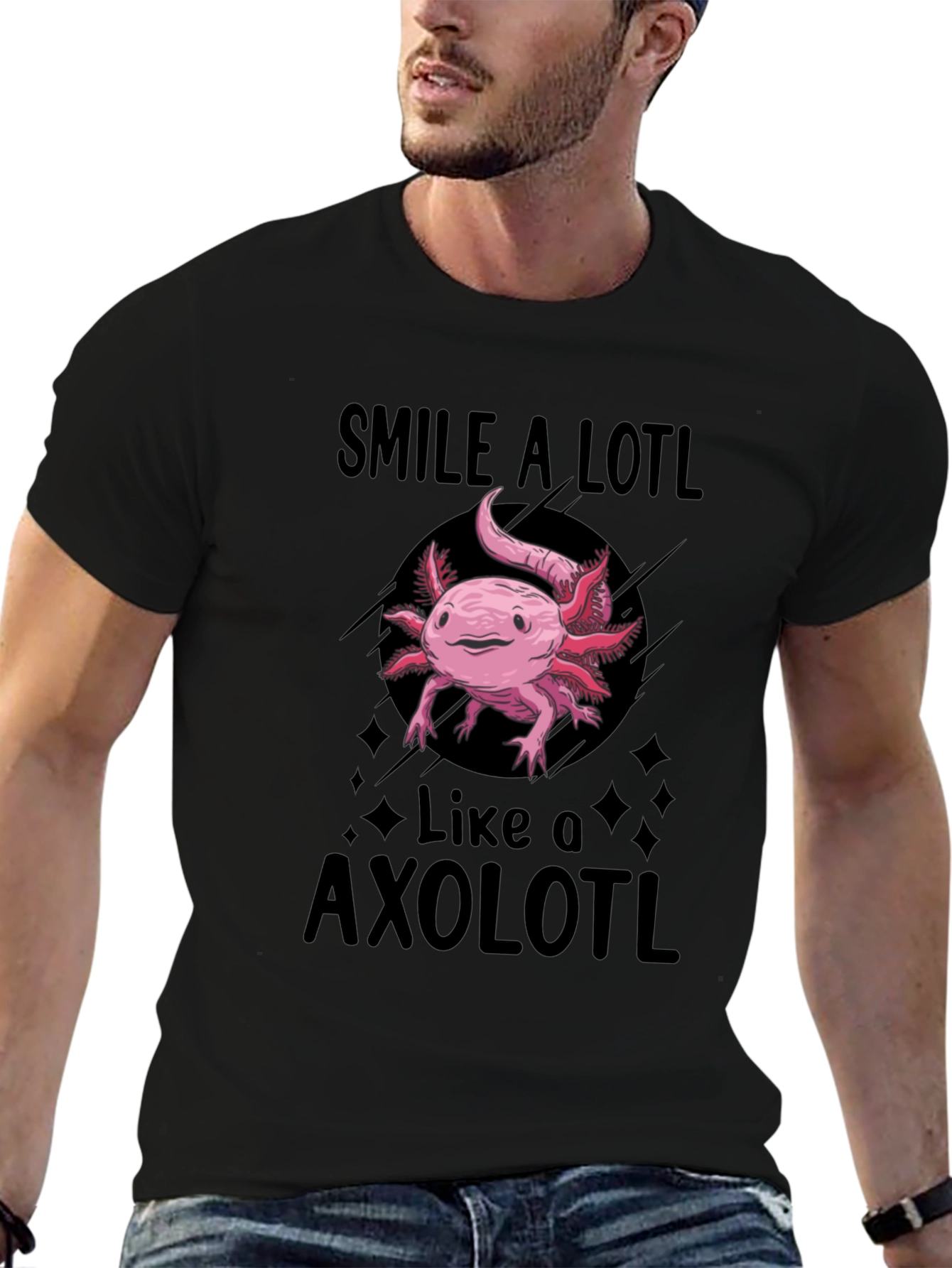 Smile A Lotl Axolotl Black T-Shirt