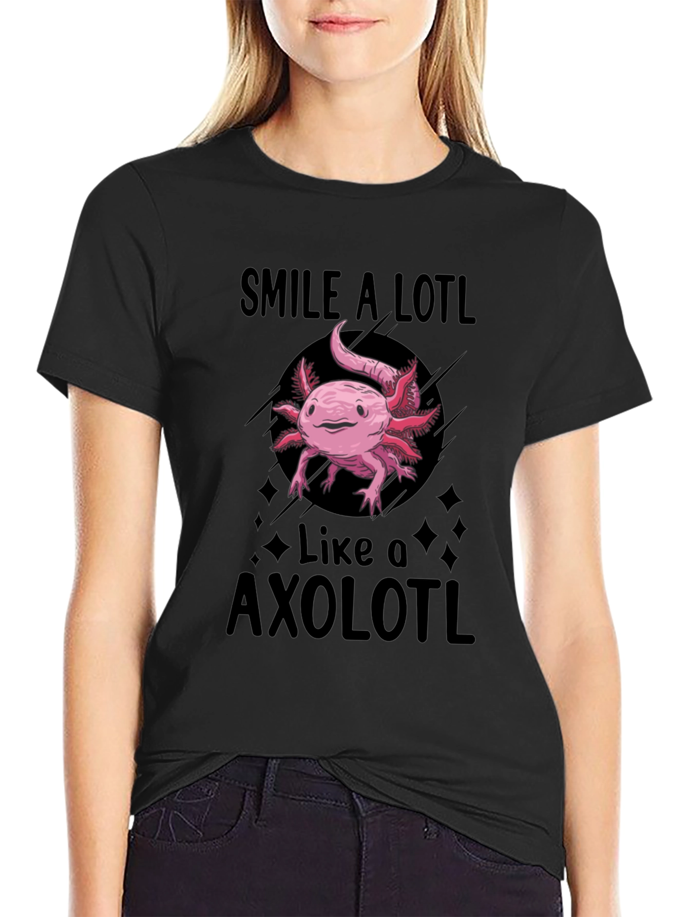 Smile A Lotl Axolotl Black T-Shirt