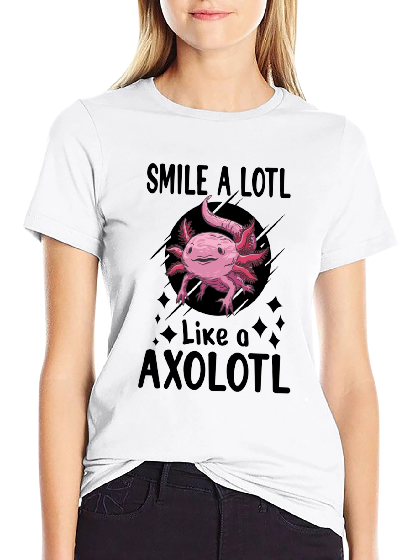 Smile A Lotl Axolotl Black T-Shirt