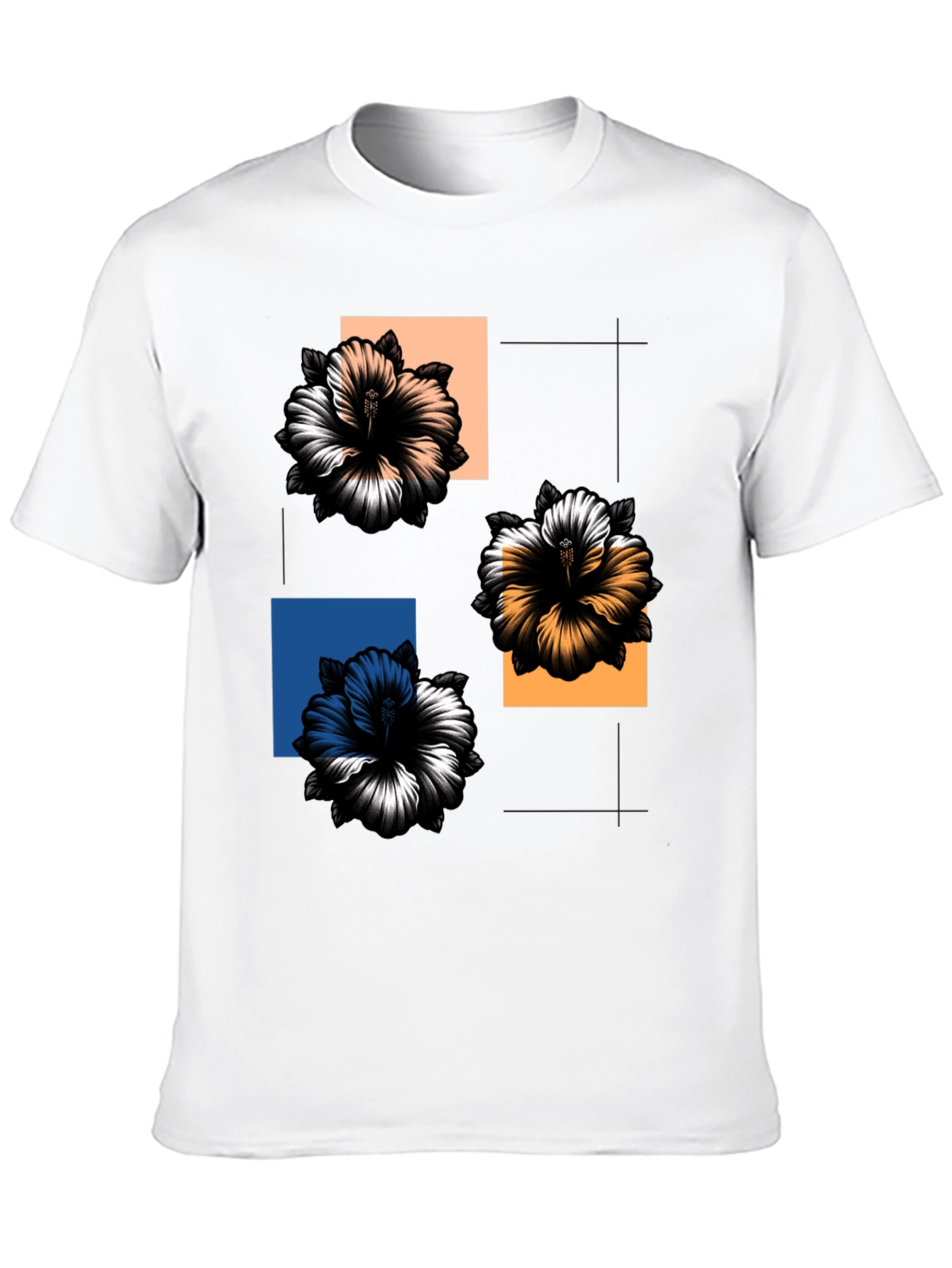 Floral Squares Graphic Tee - Modern Casual Style