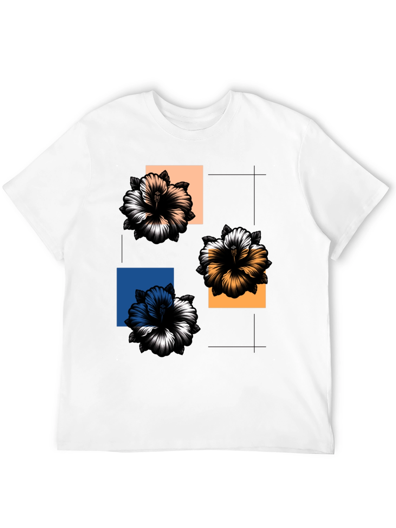 Floral Squares Graphic Tee - Modern Casual Style