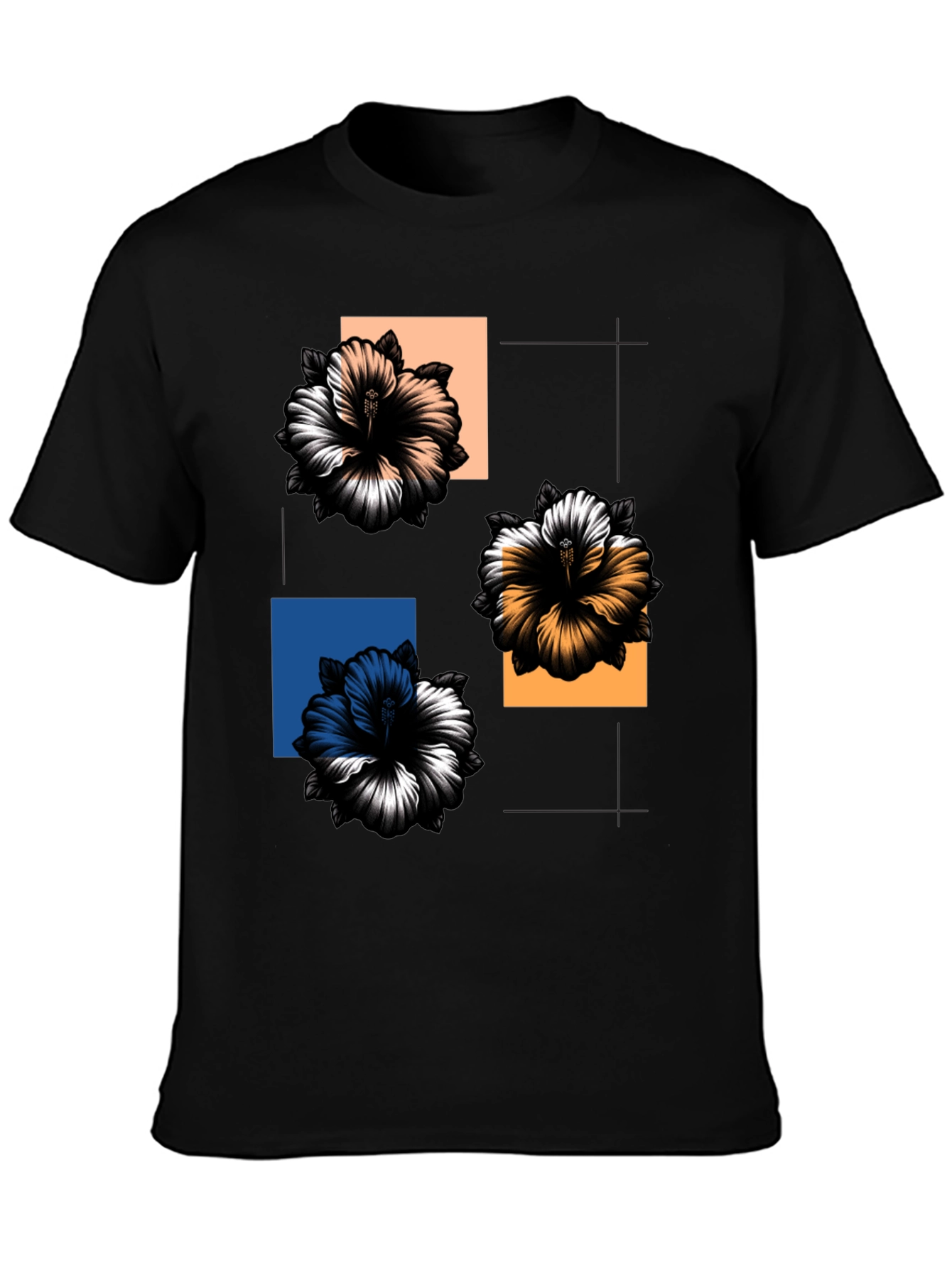 Floral Squares Graphic Tee - Modern Casual Style