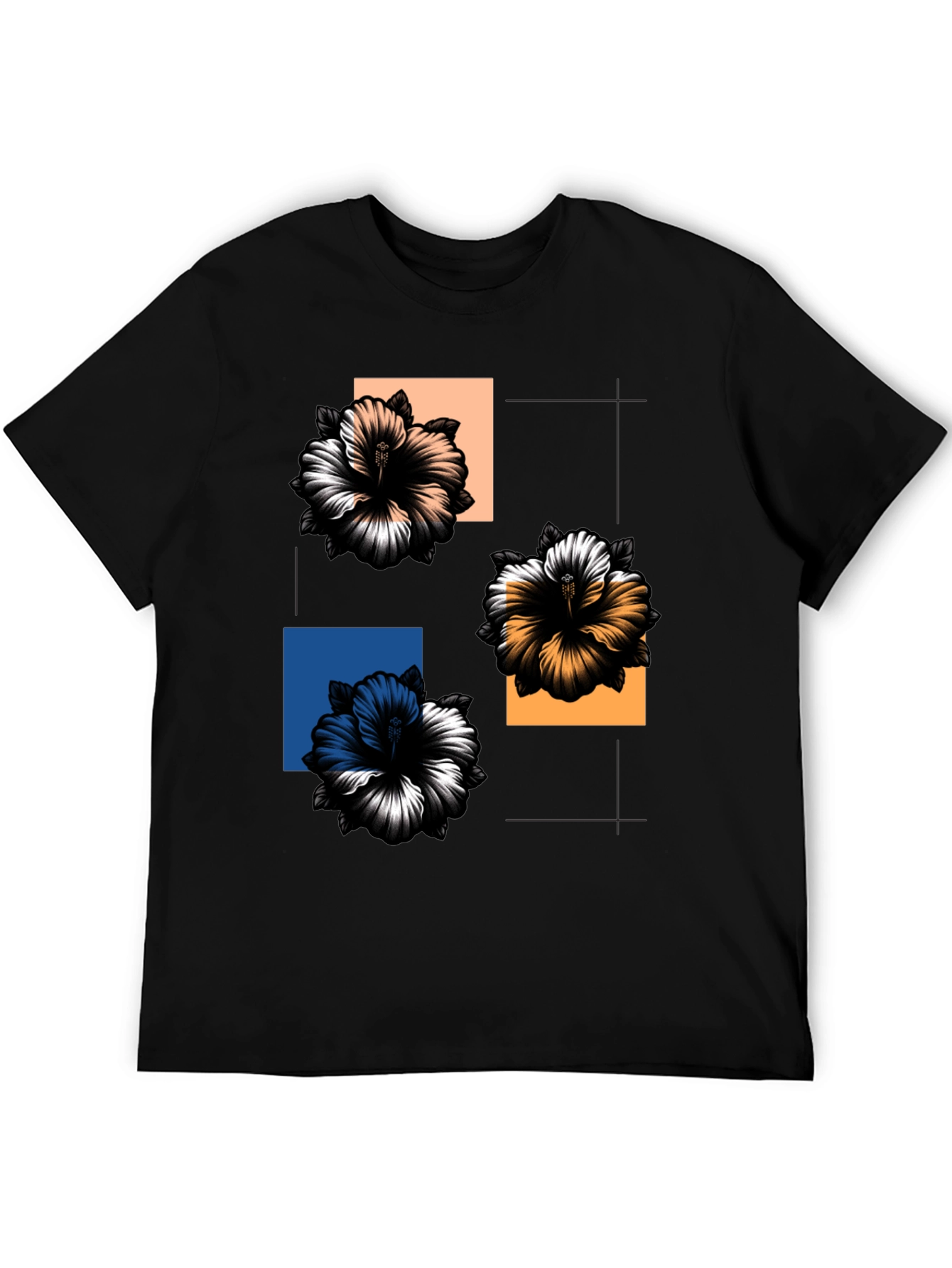 Floral Squares Graphic Tee - Modern Casual Style