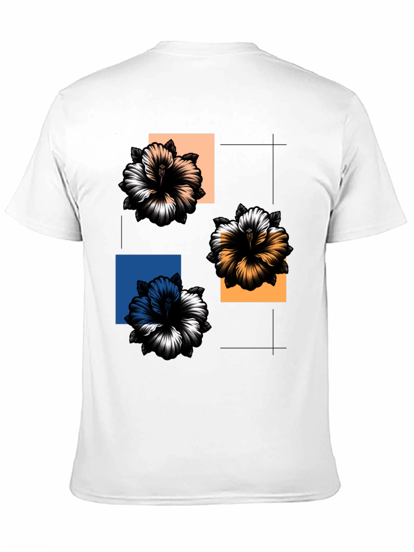 Floral Squares Graphic Tee - Modern Casual Style