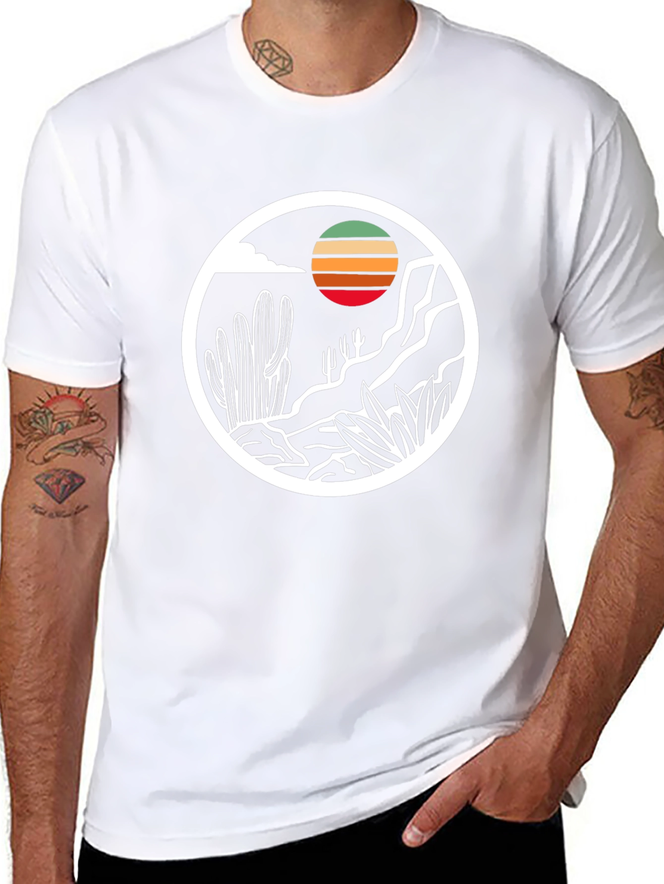 Desert Sunset Graphic Tee - Mens Black T-Shirt