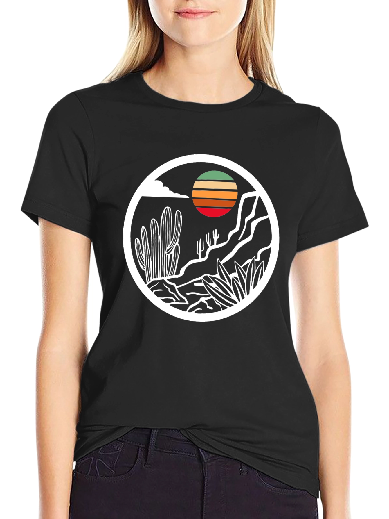 Desert Sunset Graphic Tee - Mens Black T-Shirt