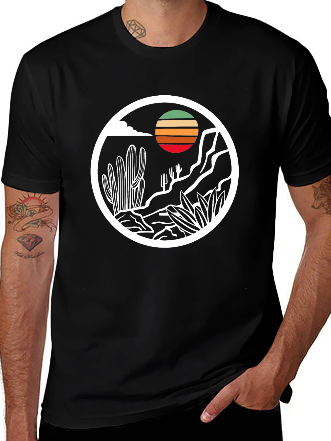 Desert Sunset Graphic Tee - Mens Black T-Shirt