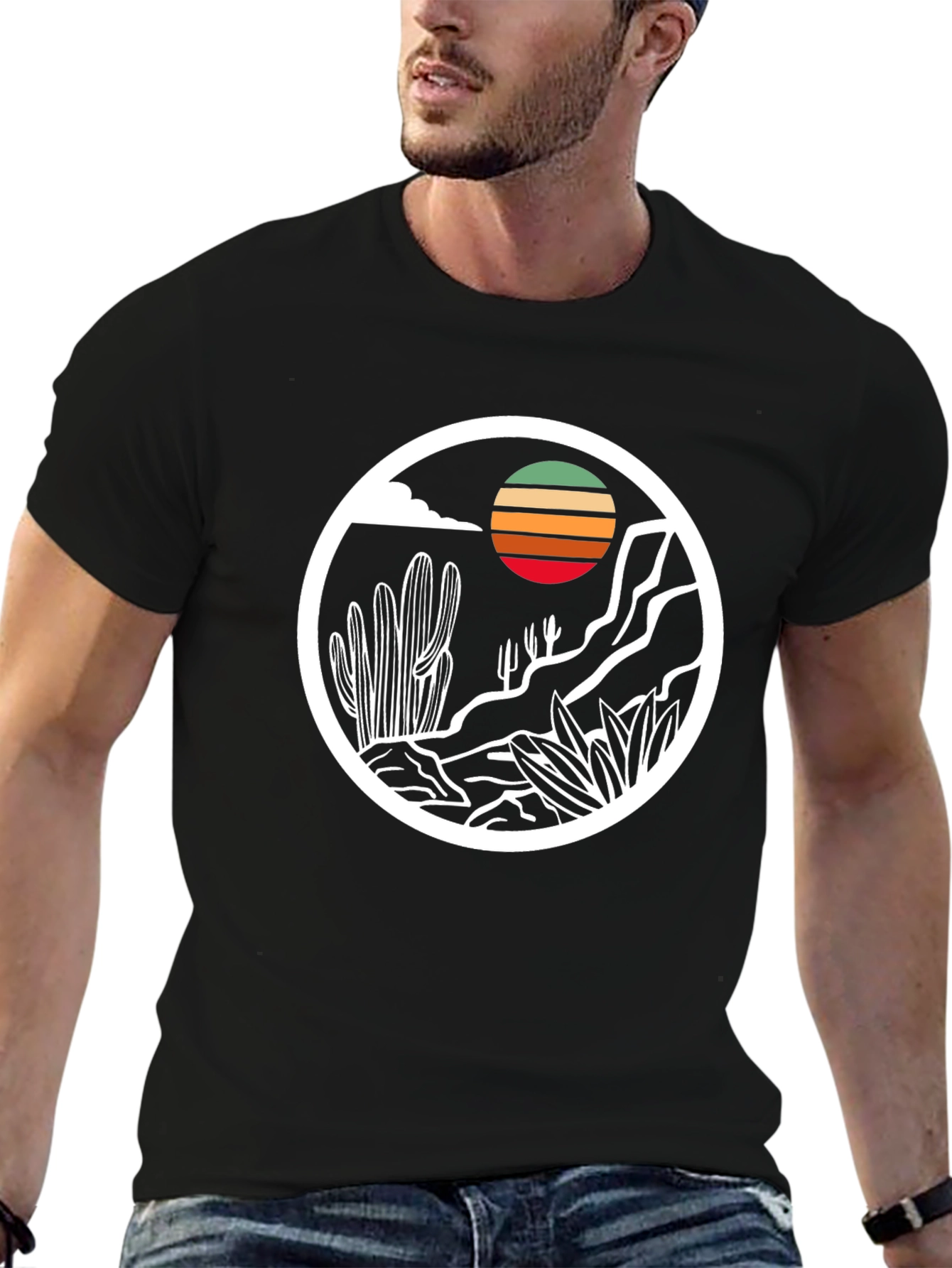 Desert Sunset Graphic Tee - Mens Black T-Shirt
