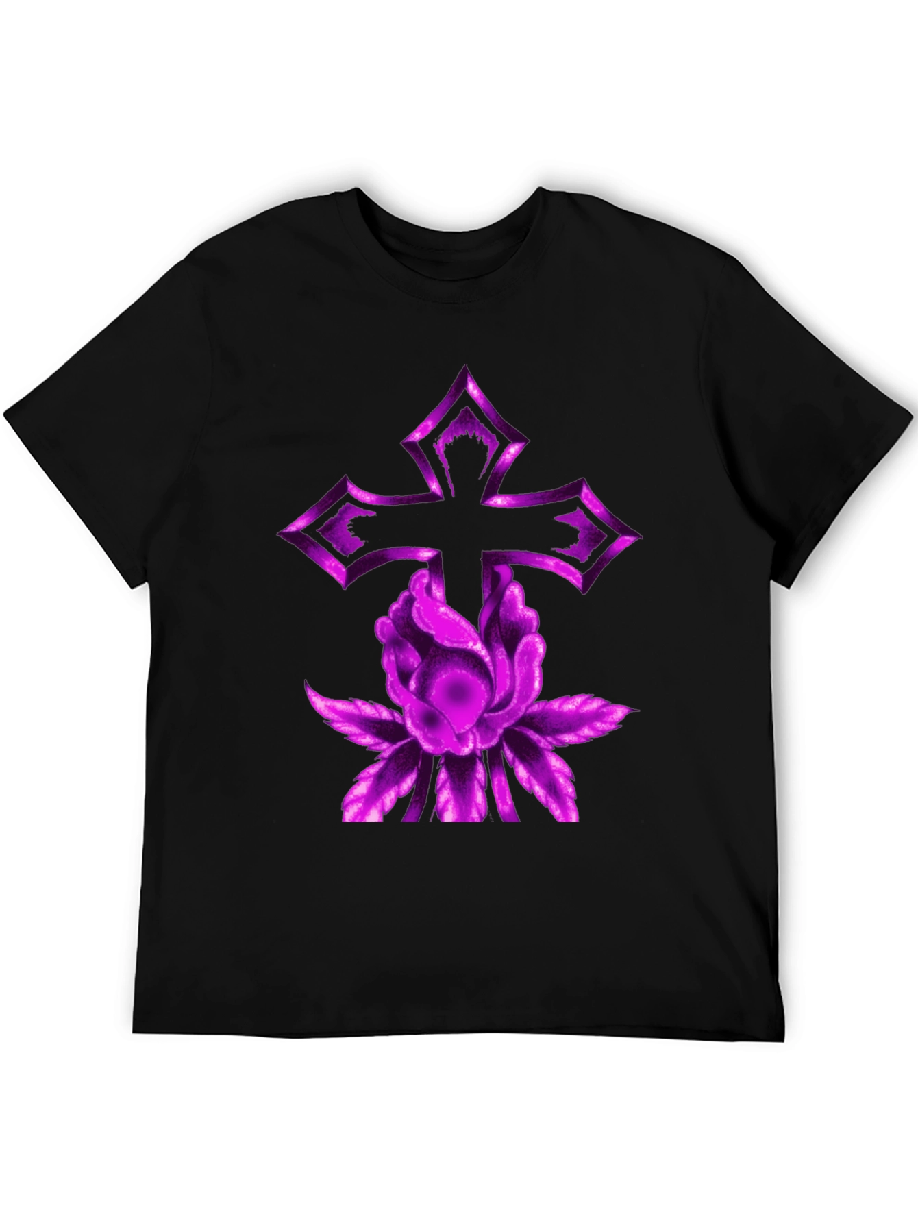 Purple Cross & Flower Graphic Tee