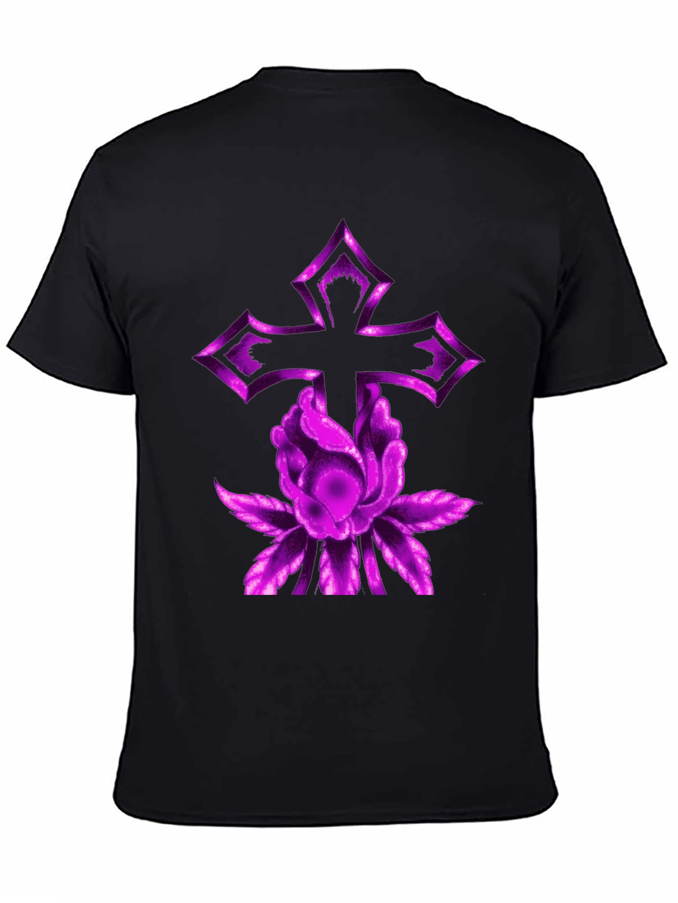 Purple Cross & Flower Graphic Tee