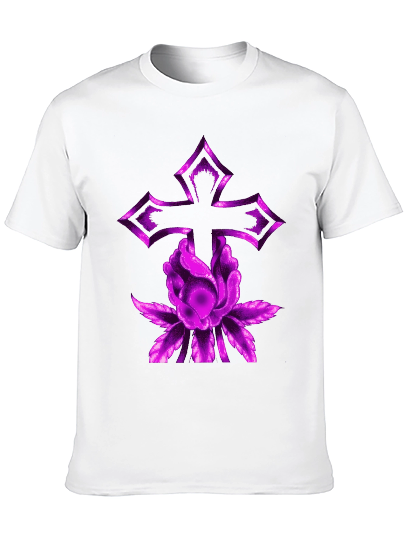 Purple Cross & Flower Graphic Tee