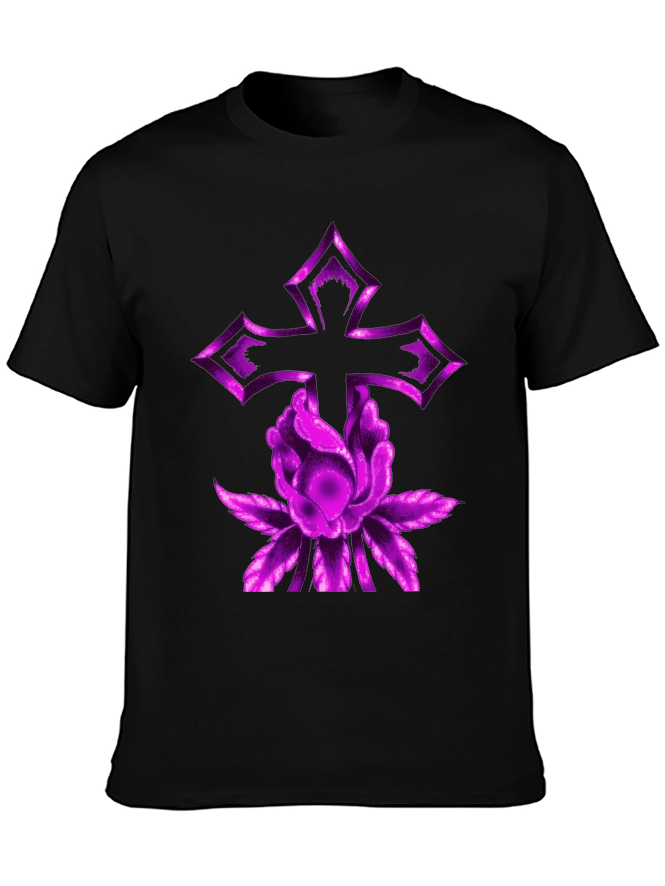 Purple Cross & Flower Graphic Tee