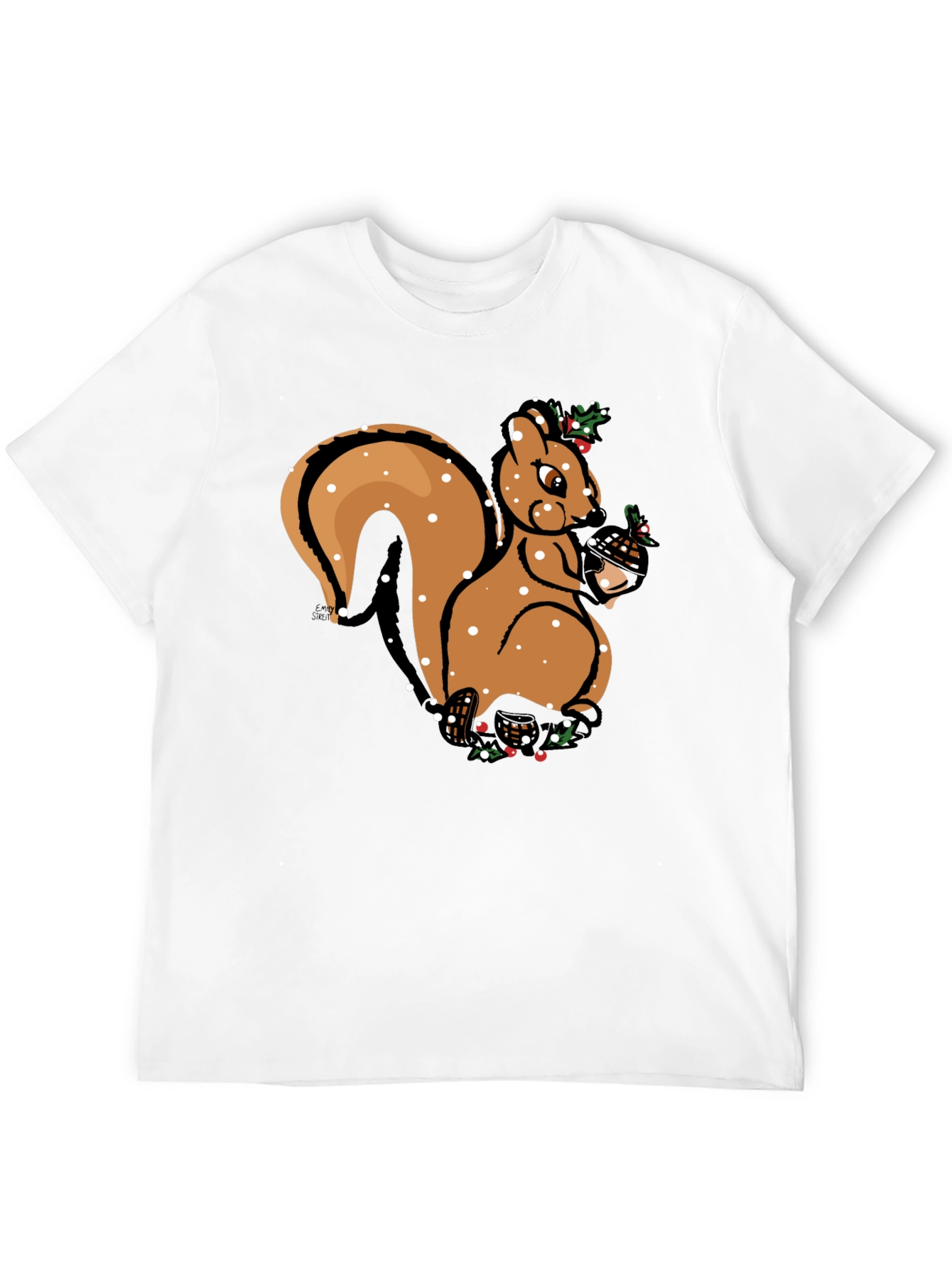 Festive Squirrel Graphic Tee - Holiday Season Apparel