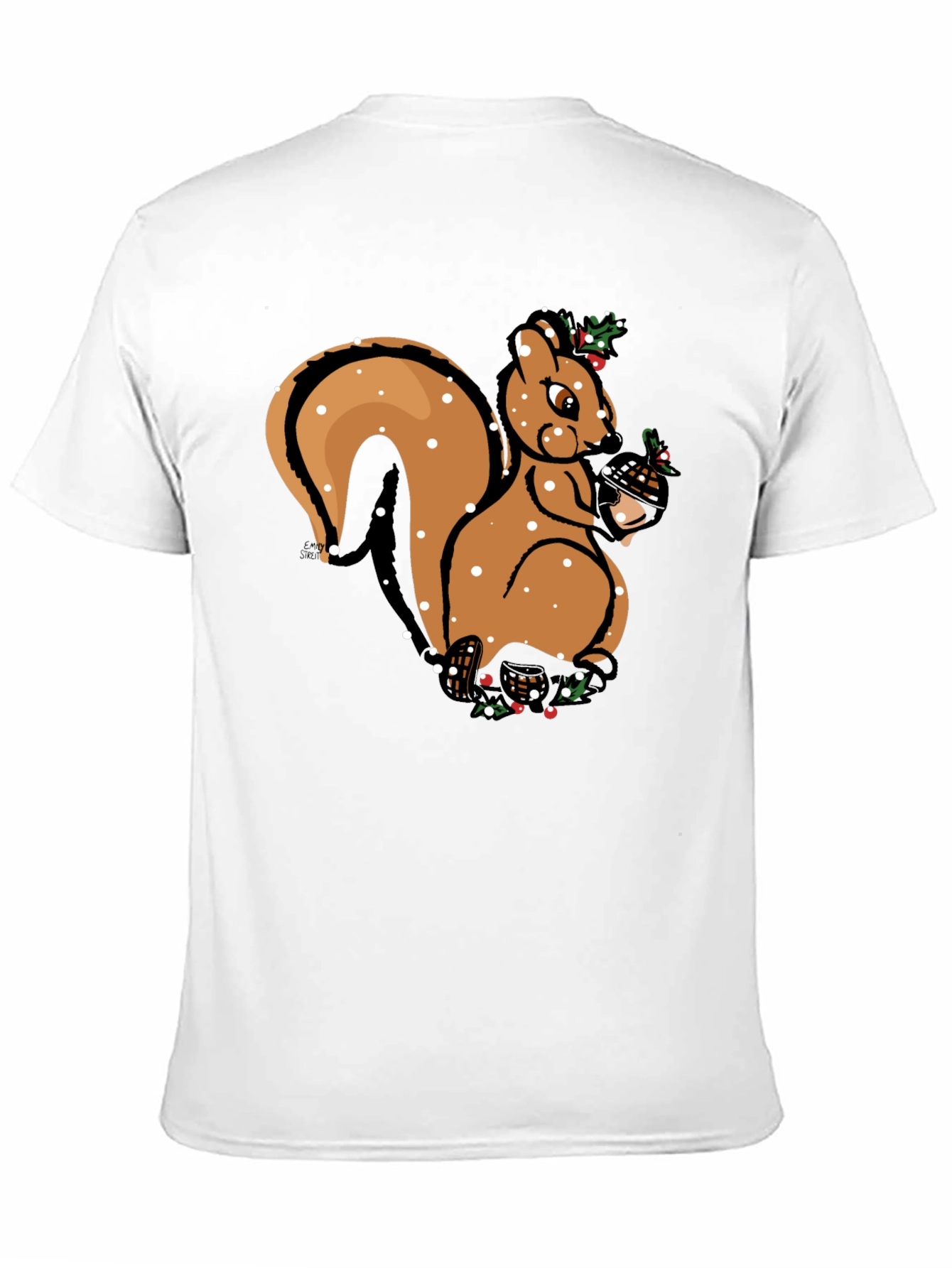 Festive Squirrel Graphic Tee - Holiday Season Apparel