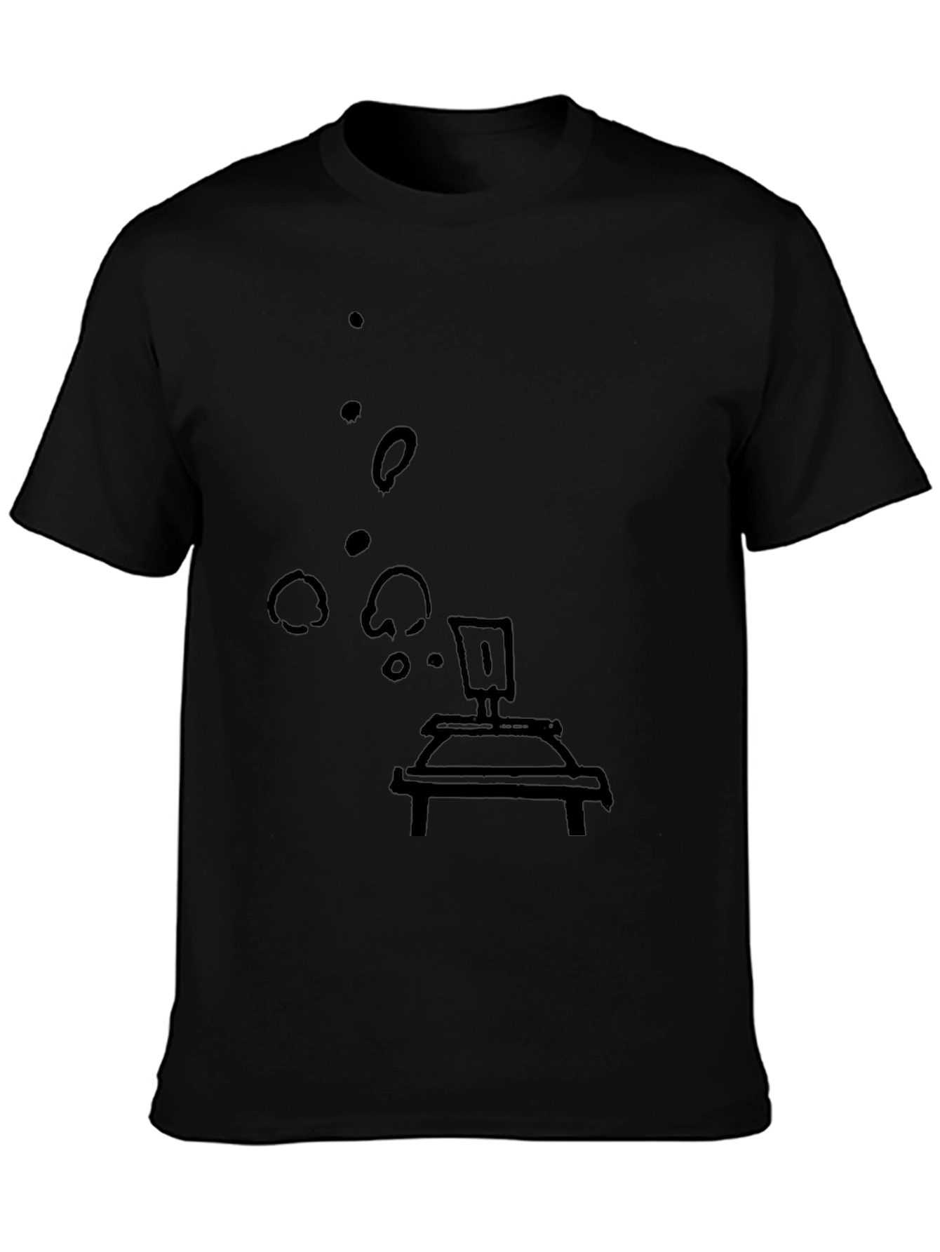 Black Tee with Artistic Bubbling Lab Still Life Print