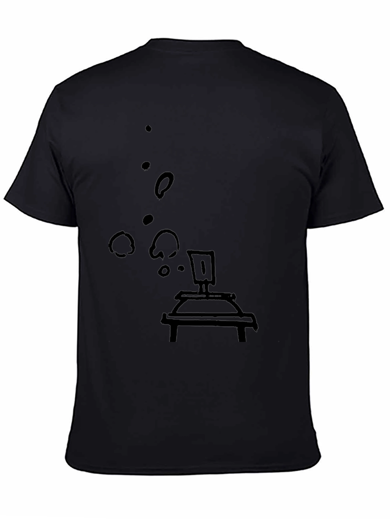 Black Tee with Artistic Bubbling Lab Still Life Print