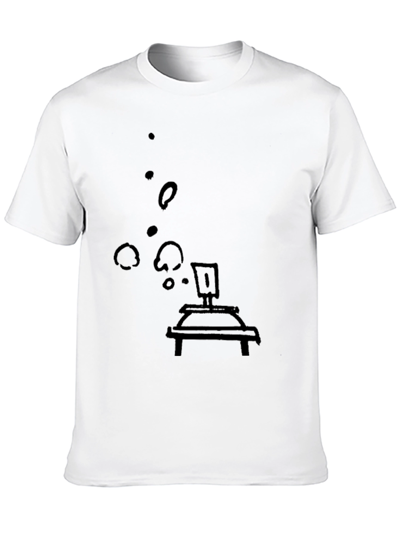 Black Tee with Artistic Bubbling Lab Still Life Print