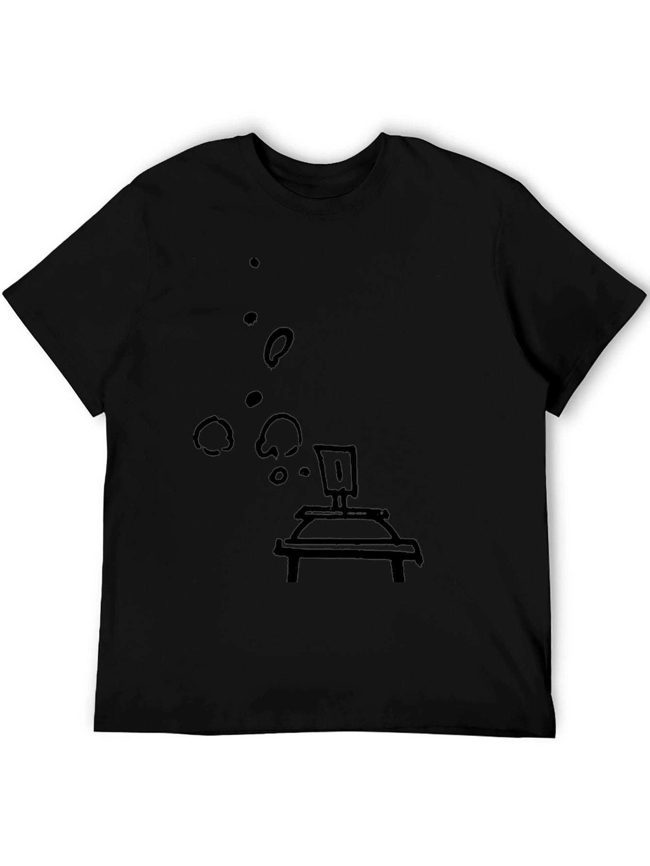 Black Tee with Artistic Bubbling Lab Still Life Print
