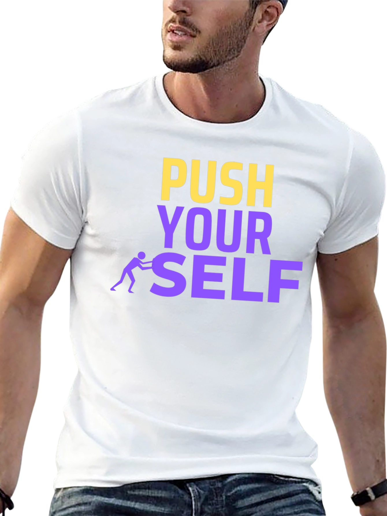 Push Yourself Motivational Black T-Shirt