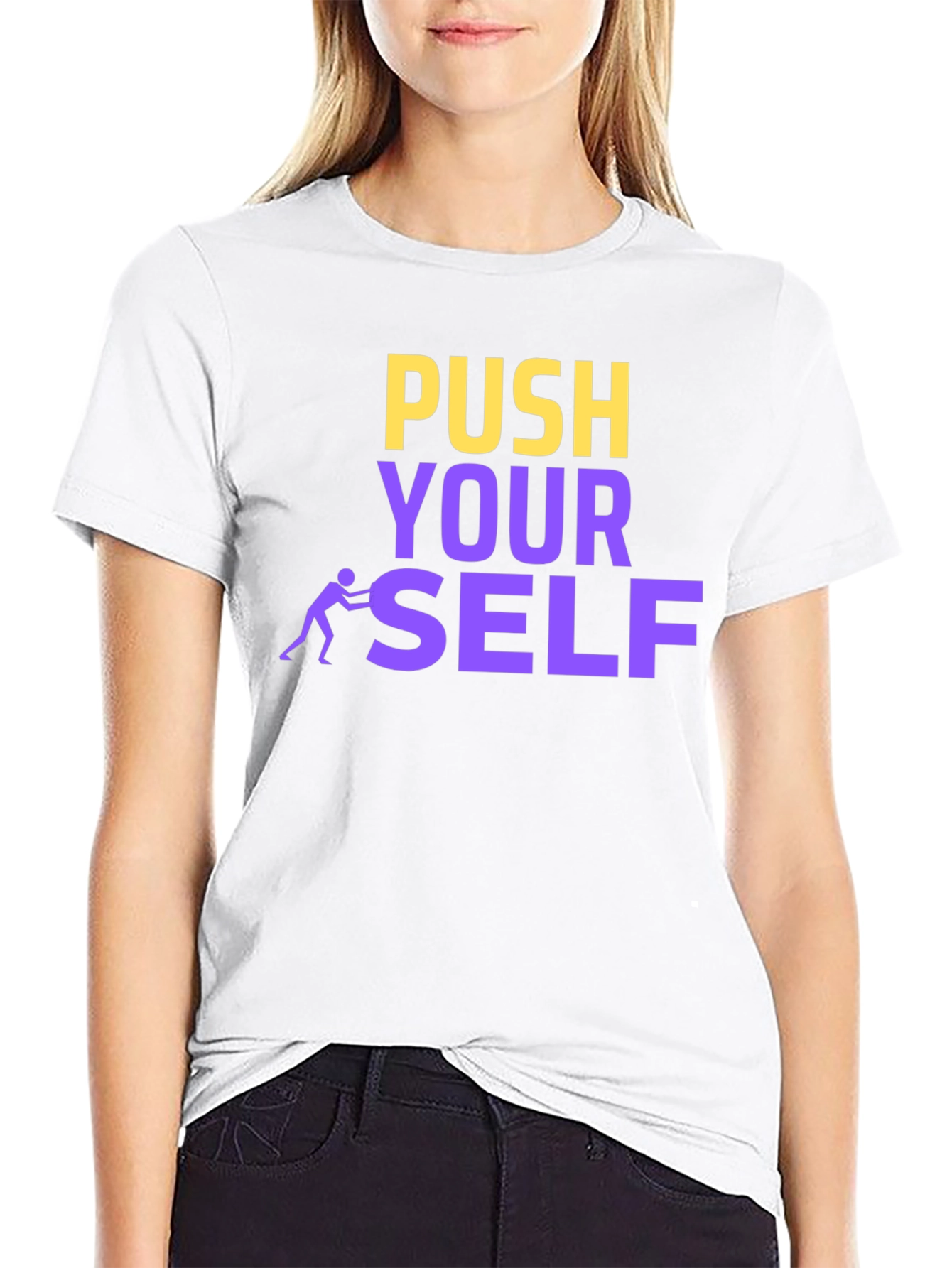 Push Yourself Motivational Black T-Shirt