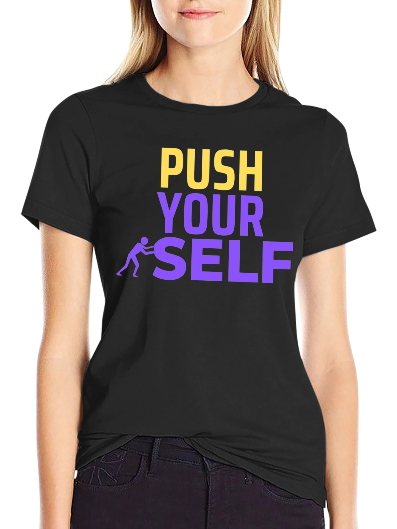Push Yourself Motivational Black T-Shirt