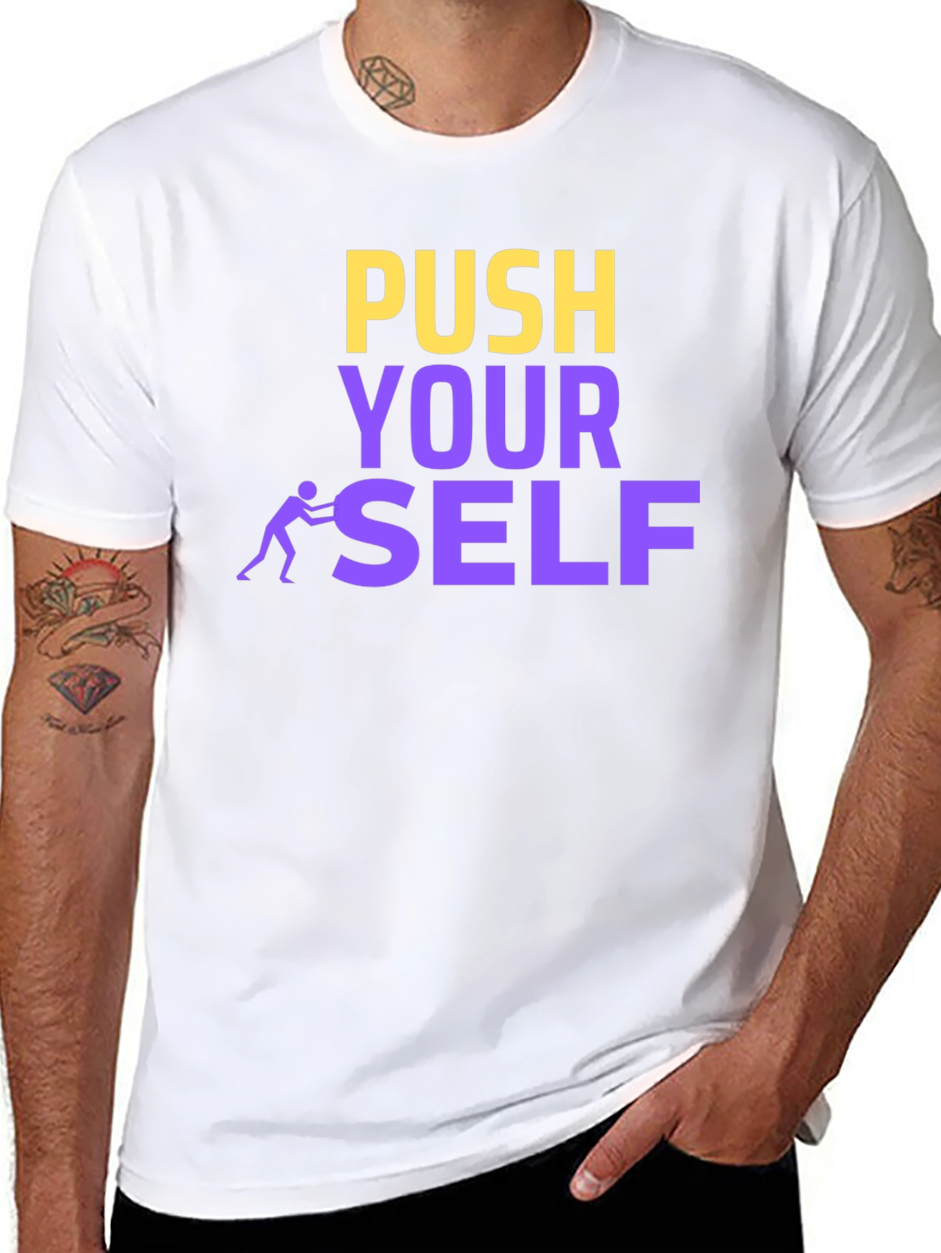 Push Yourself Motivational Black T-Shirt