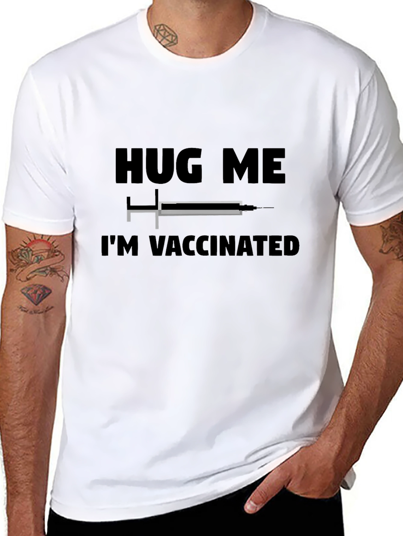 Hug Me Im Vaccinated Graphic T-Shirt