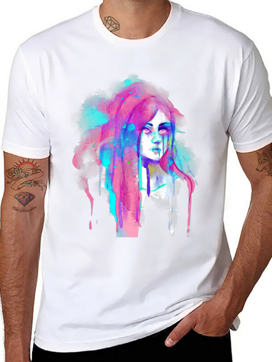 Abstract Watercolor Womans Face Graphic Tee