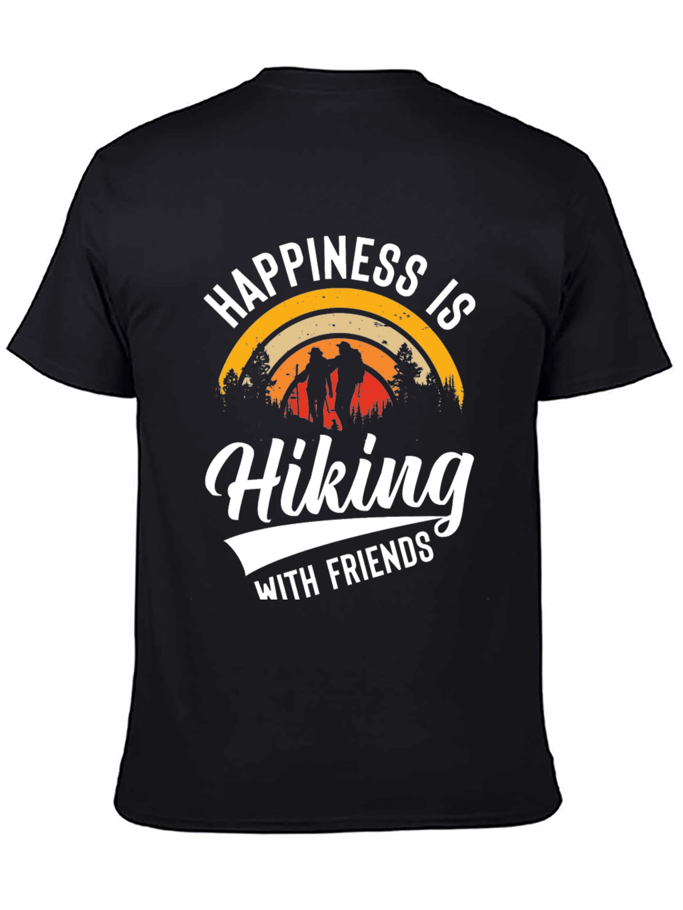 Happiness is Hiking with Friends Black T-Shirt