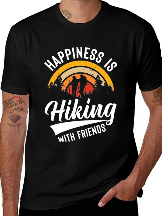 Happiness is Hiking with Friends Black T-Shirt