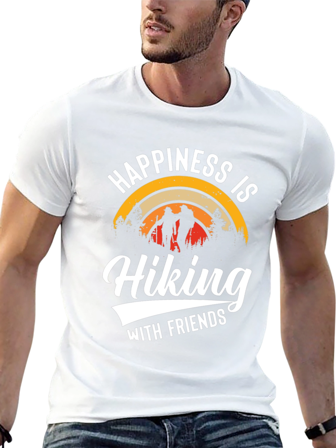 Happiness is Hiking with Friends Black T-Shirt