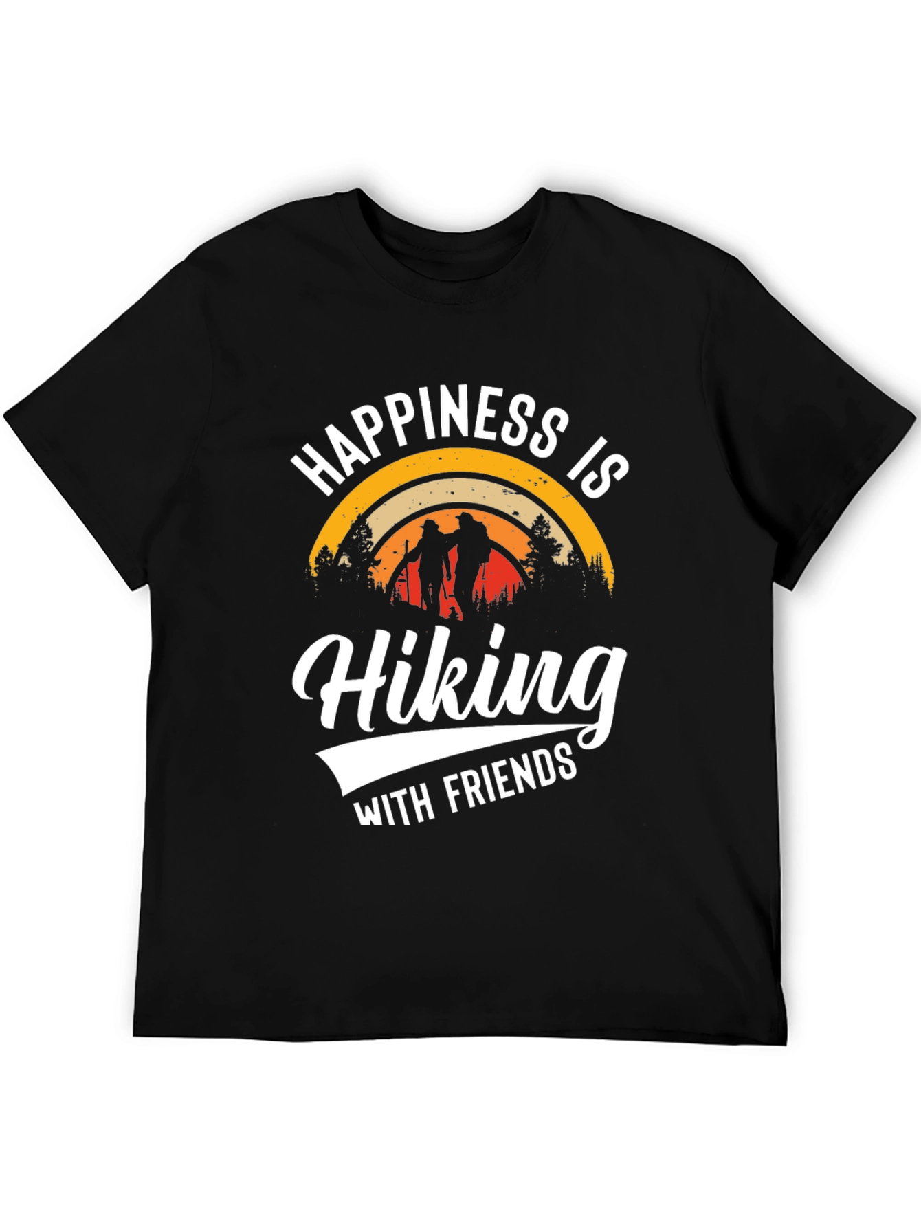 Happiness is Hiking with Friends Black T-Shirt