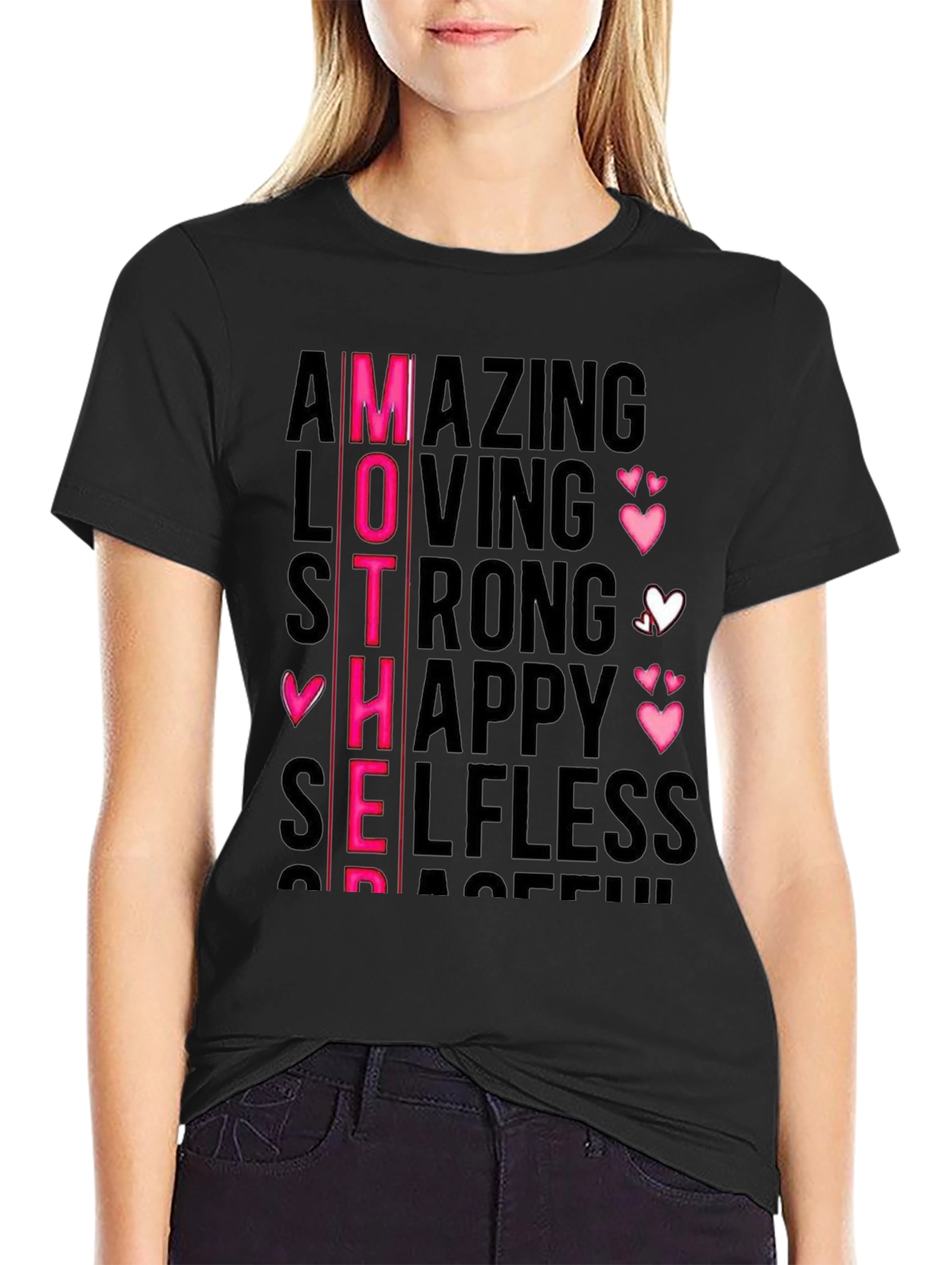Mothers Day Graphic Tee - Amazing Loving Strong