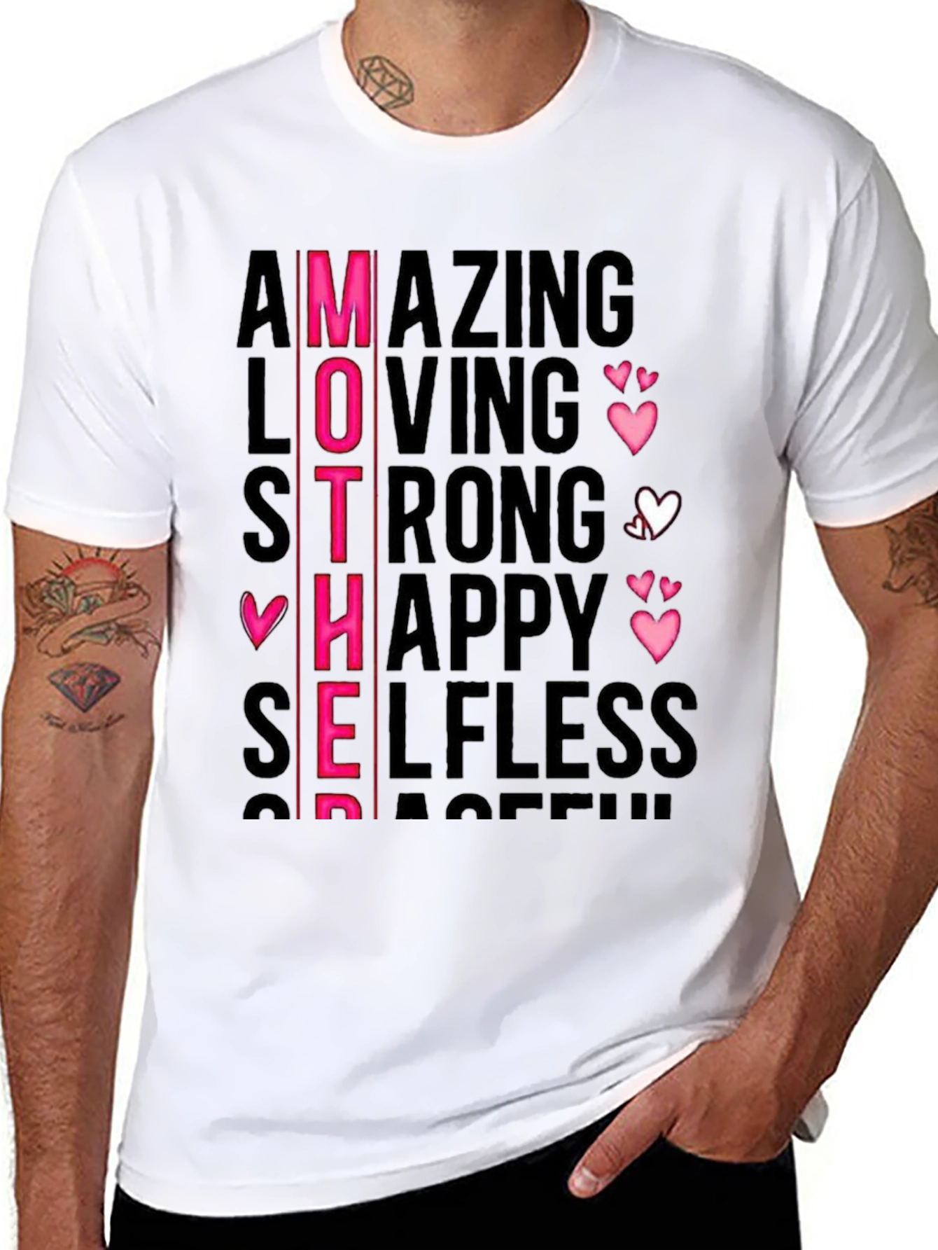 Mothers Day Graphic Tee - Amazing Loving Strong