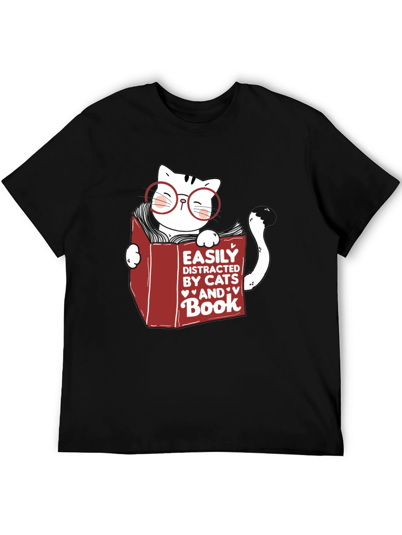 Easily Distracted by Cats and Books T-Shirt