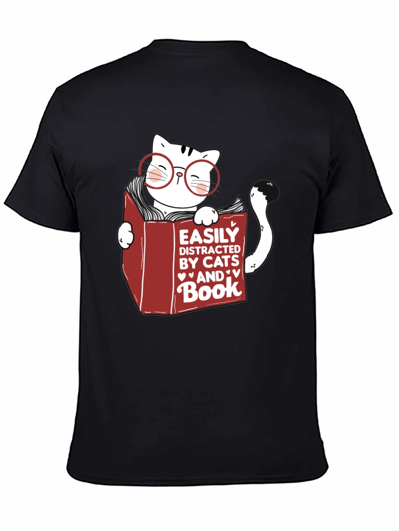 Easily Distracted by Cats and Books T-Shirt
