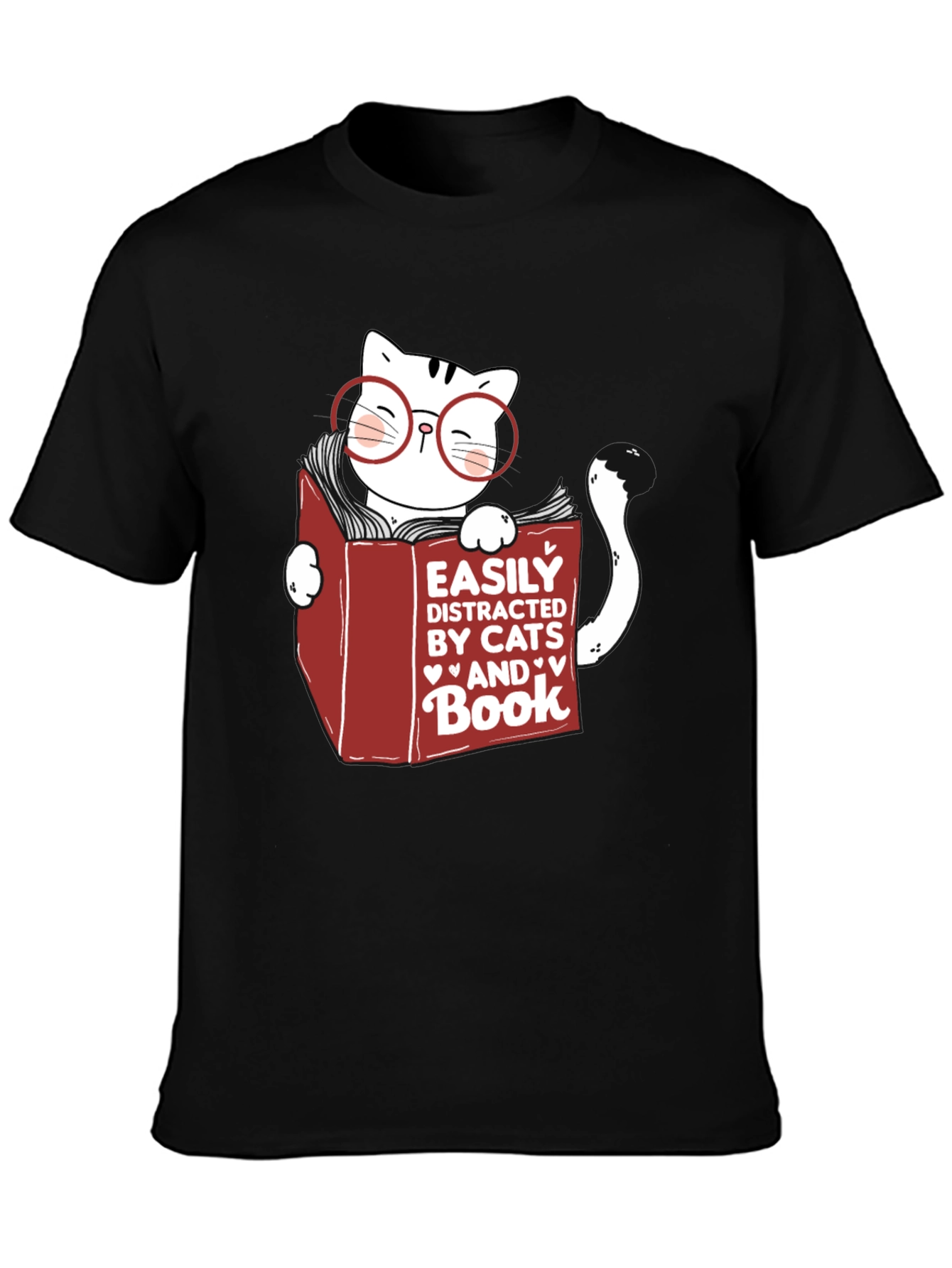Easily Distracted by Cats and Books T-Shirt