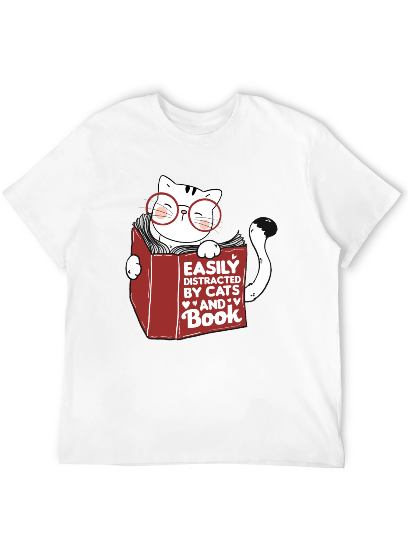 Easily Distracted by Cats and Books T-Shirt