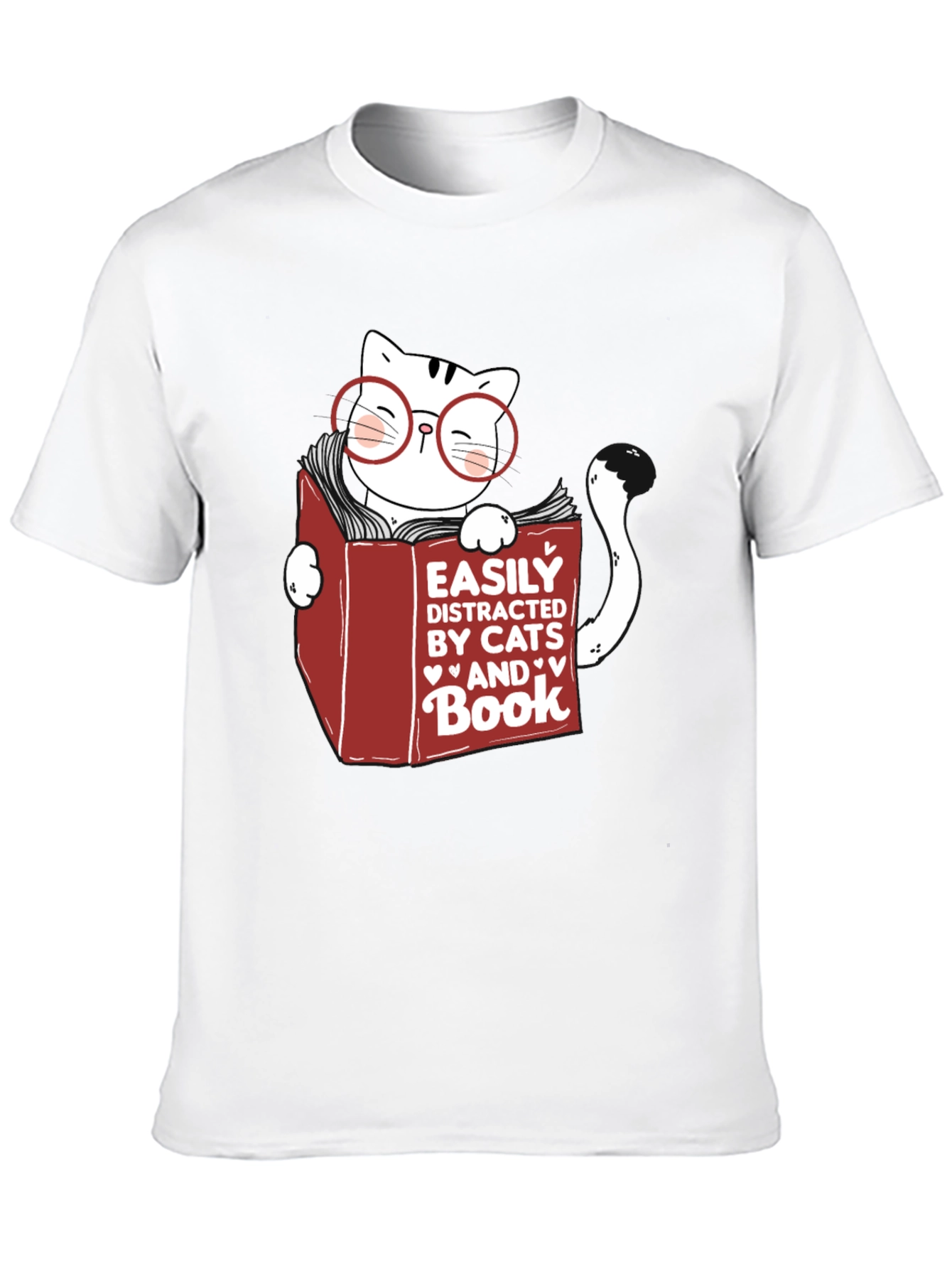 Easily Distracted by Cats and Books T-Shirt
