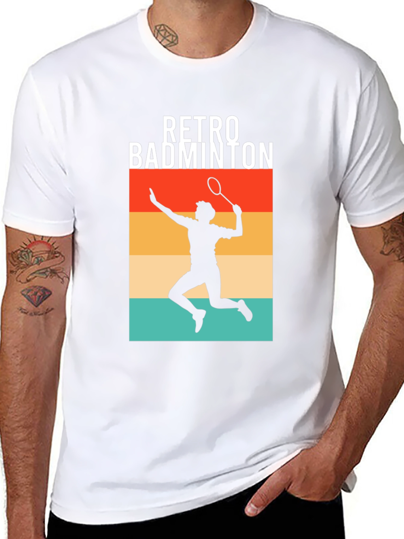 Retro Badminton Player Graphic Tee